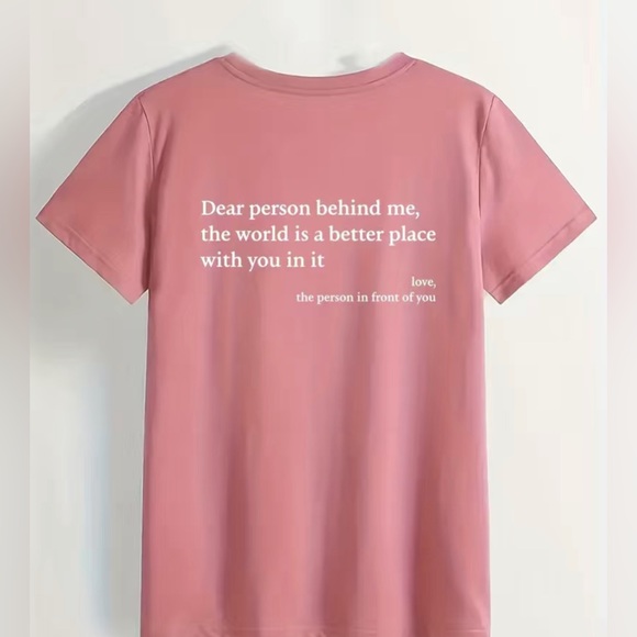 BRAND NEW “you are enough” Crew Neck Short Sleeve T-shirt, Size LARGE, ROSE GOLD - Picture 3 of 7